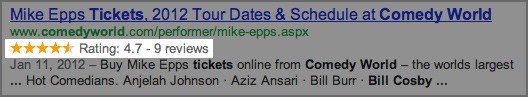 Organic search product reviews