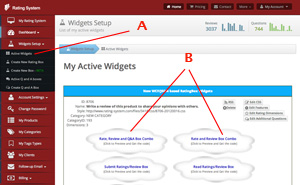 List of RatingBoxes, Active Widgets